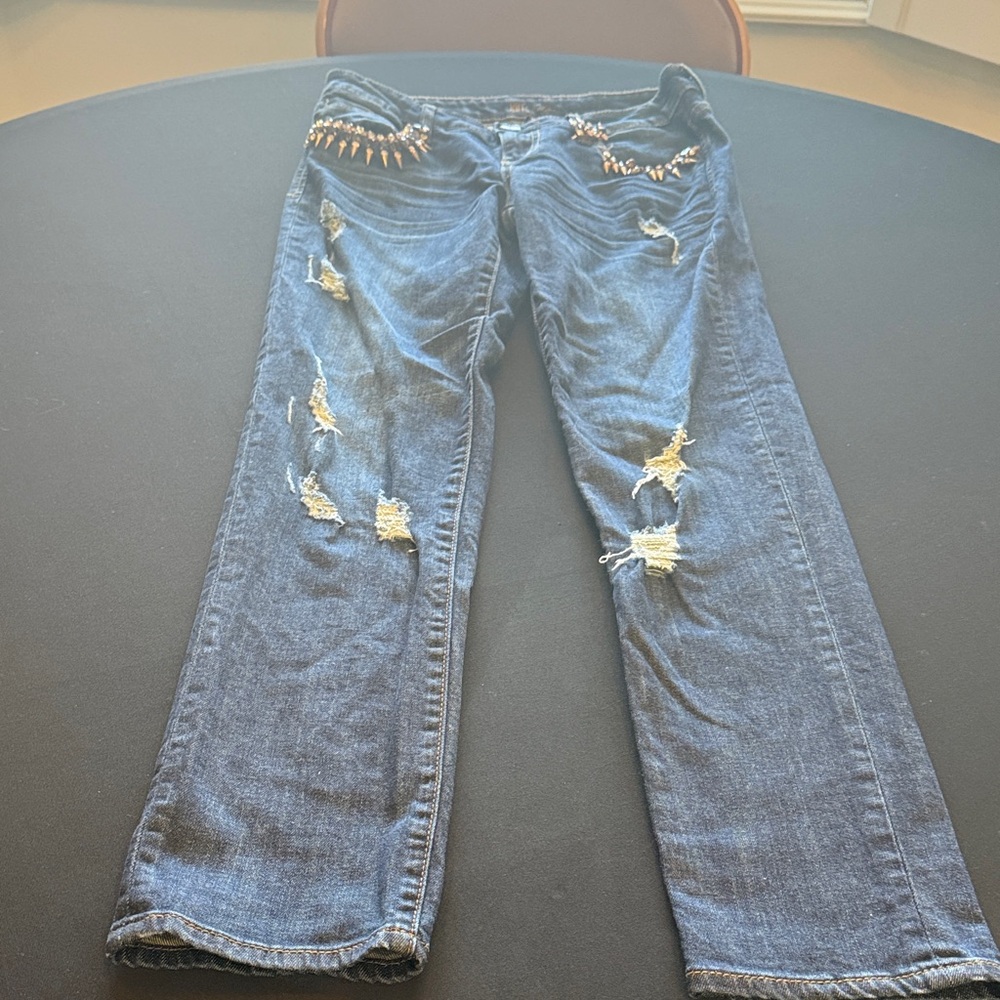 Kut from the Kloth Embellished Distressed Blue Jeans